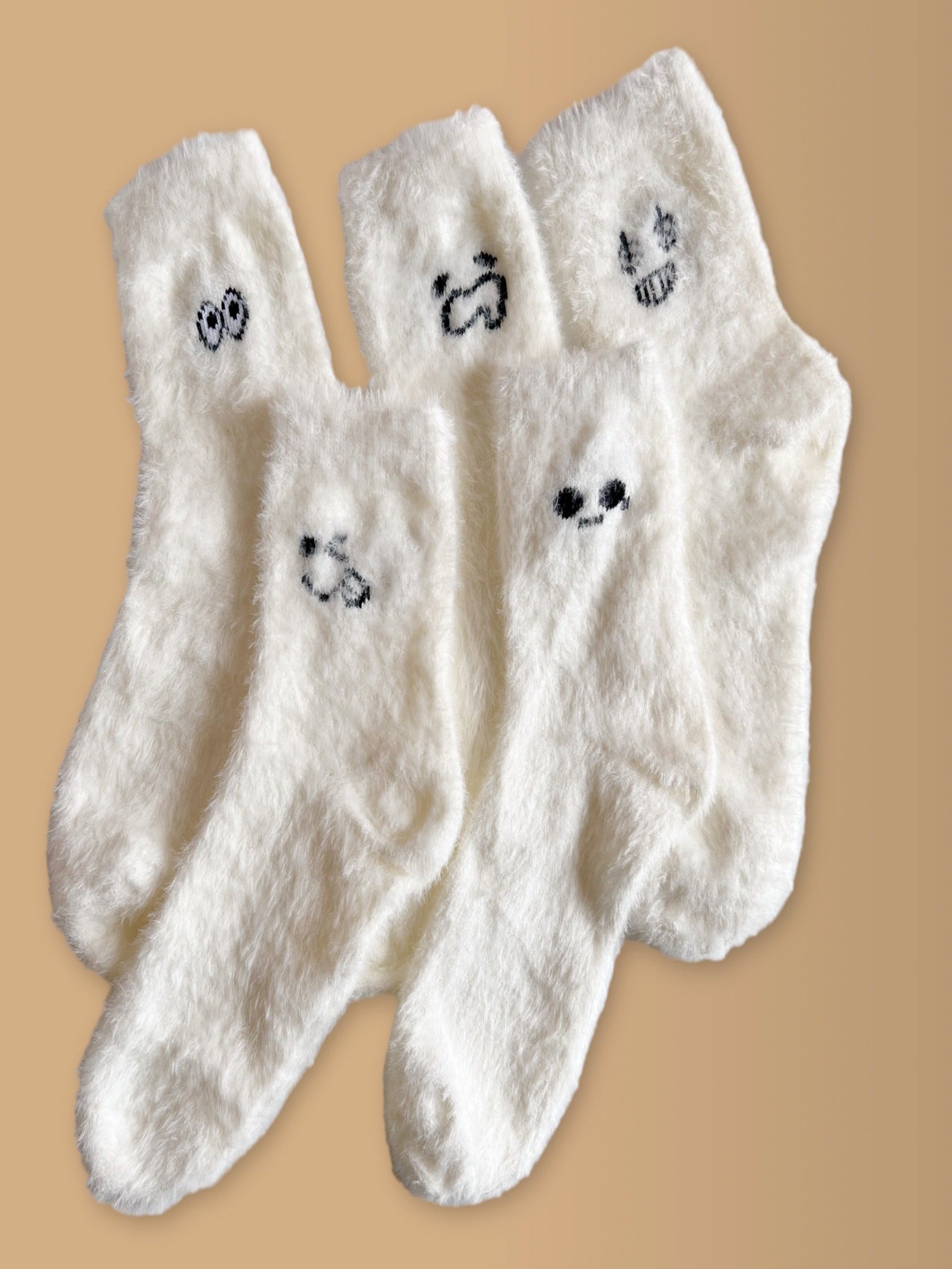 white fuzzy socks